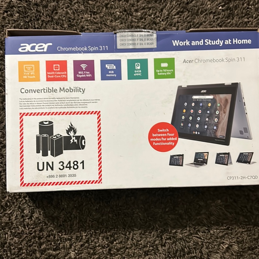 Acre Chromebook spin 311 11.6 HD IPS touch display convertible with 360° hinge